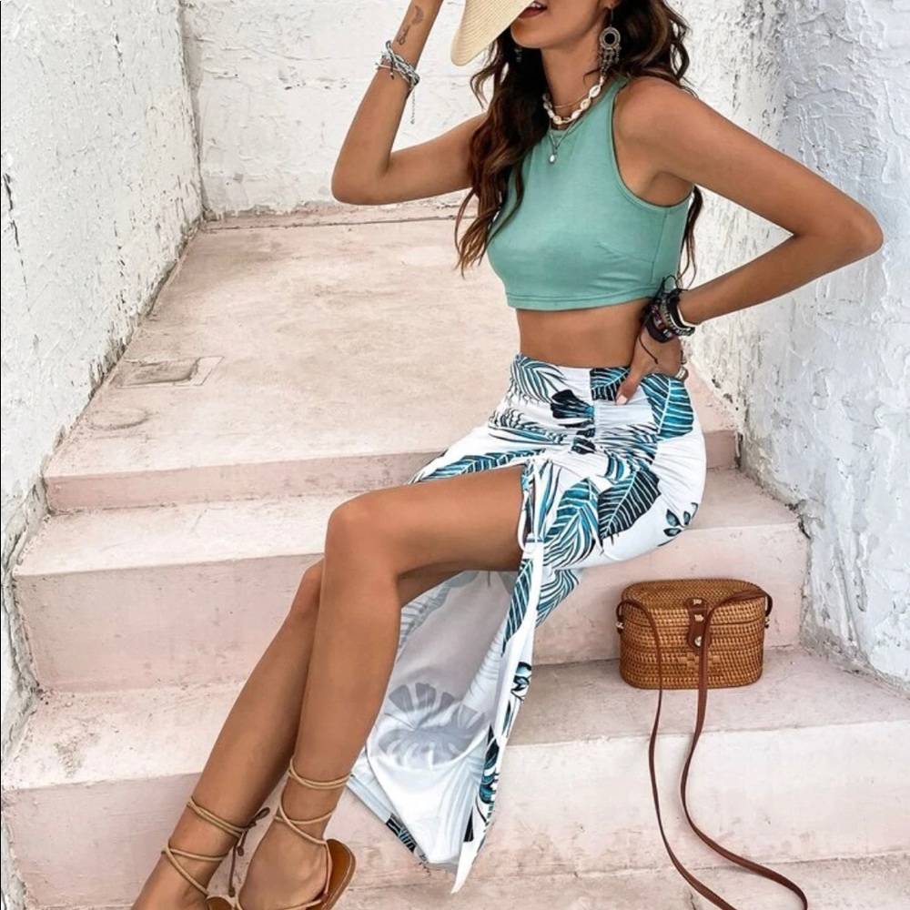 Boho Asymmetrical skirt + Crop Top Two Piece